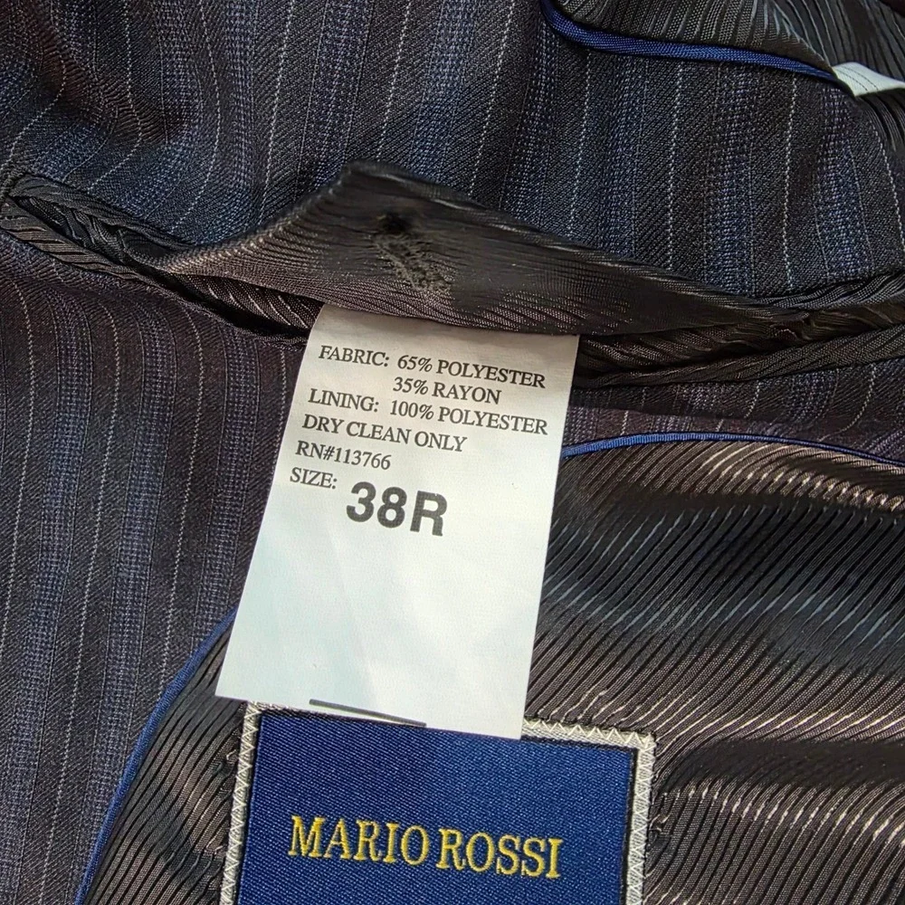 Mens Charcoal Grey Pinstripe Two Button Blazer Jacket Designed in Italy Size 40R